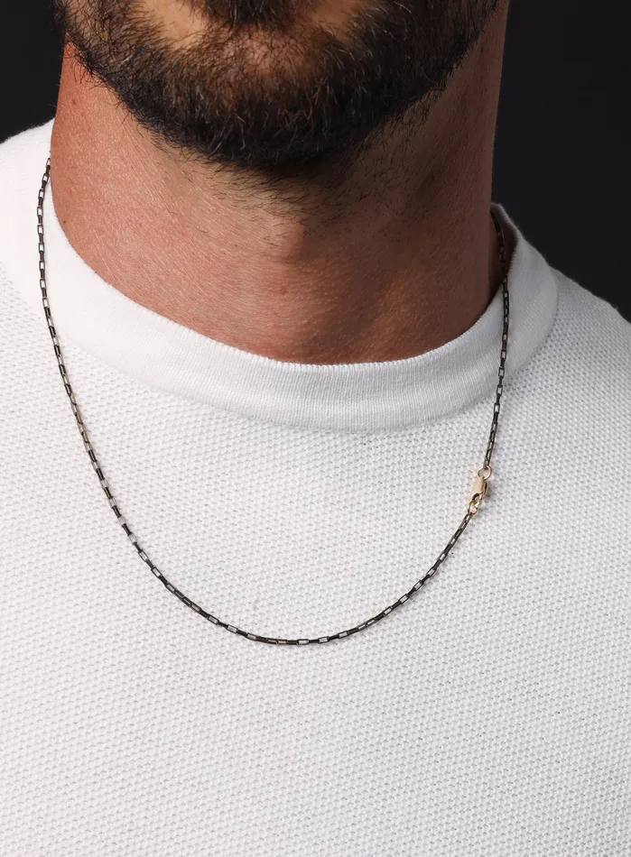 Necklaces WE ARE ALL SMITH Mens Jewelry Clothing Elongated Cable Chocolate Vermeil Gold Chain Necklace for Men
