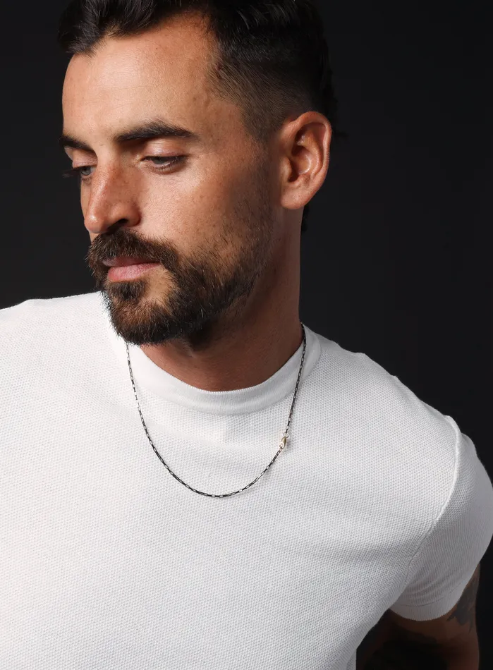 Necklaces WE ARE ALL SMITH Mens Jewelry Clothing Elongated Cable Chocolate Vermeil Gold Chain Necklace for Men