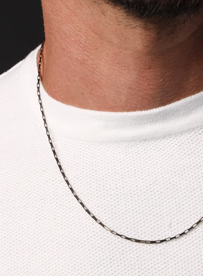 Necklaces WE ARE ALL SMITH Mens Jewelry Clothing Elongated Cable Chocolate Vermeil Gold Chain Necklace for Men