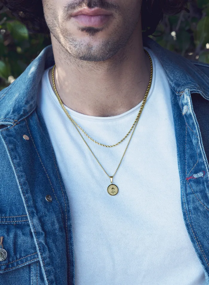 Necklaces WE ARE ALL SMITH Mens Jewelry Clothing Saint Benedict Medal Necklace Set for Men