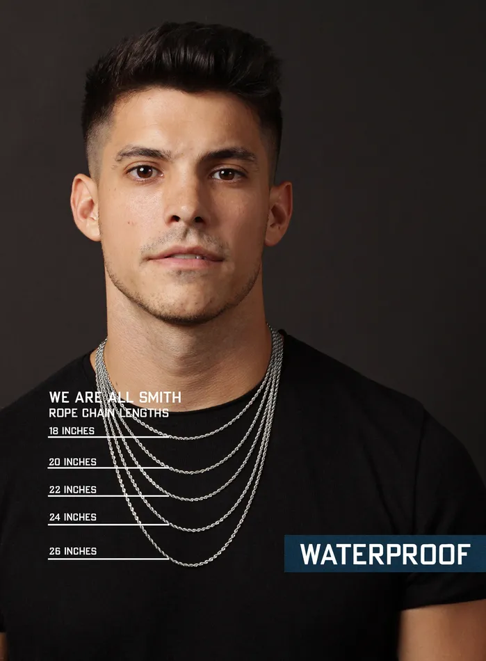 Necklaces WE ARE ALL SMITH Mens Jewelry Clothing Sweatproof Waterproof Silver Rope chain necklace 25 mm