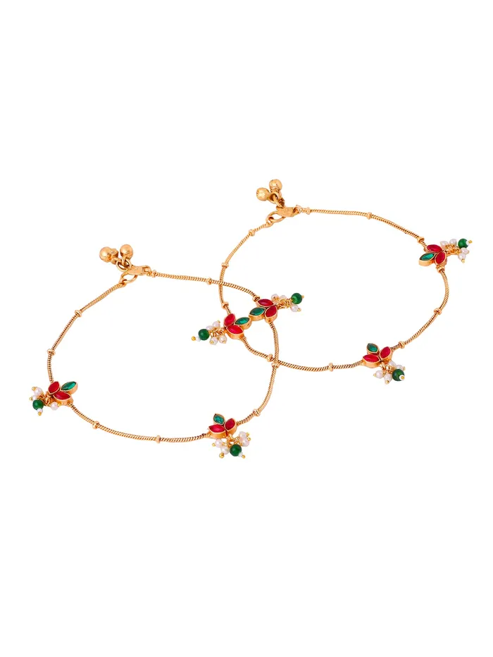 Necklaces Yellow Chimes Anklets for Women Girls Traditional Payal For Women Gold Plated Womens Anklets Ethnic Golden Payal Birthday Gift for Girls Women Anniversary Gift for Wife Yellow Chimes