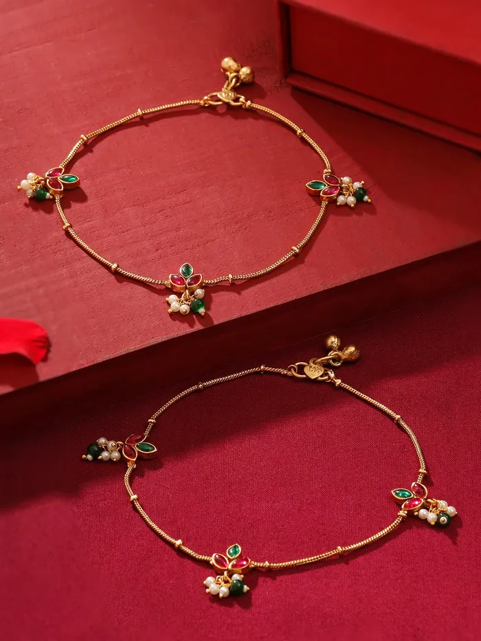 Necklaces Yellow Chimes Anklets for Women Girls Traditional Payal For Women Gold Plated Womens Anklets Ethnic Golden Payal Birthday Gift for Girls Women Anniversary Gift for Wife Yellow Chimes