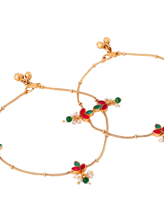 Necklaces Yellow Chimes Anklets for Women Girls Traditional Payal For Women Gold Plated Womens Anklets Ethnic Golden Payal Birthday Gift for Girls Women Anniversary Gift for Wife Yellow Chimes