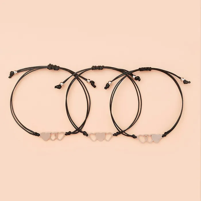 Necklaces Yellow Chimes Bracelet for Women and Girls Fashion Silver Sister Bracelets for Women Girls 3 Pcs Heart Shaped Best Sister Bracelets Set Gift for Sister Bracelets Combo Yellow Chimes