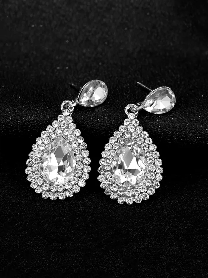 Necklaces Yellow Chimes Crystal Earrings for Women SilverPlated White Crystal Tear Drop Earrings For Women and Girls Yellow Chimes