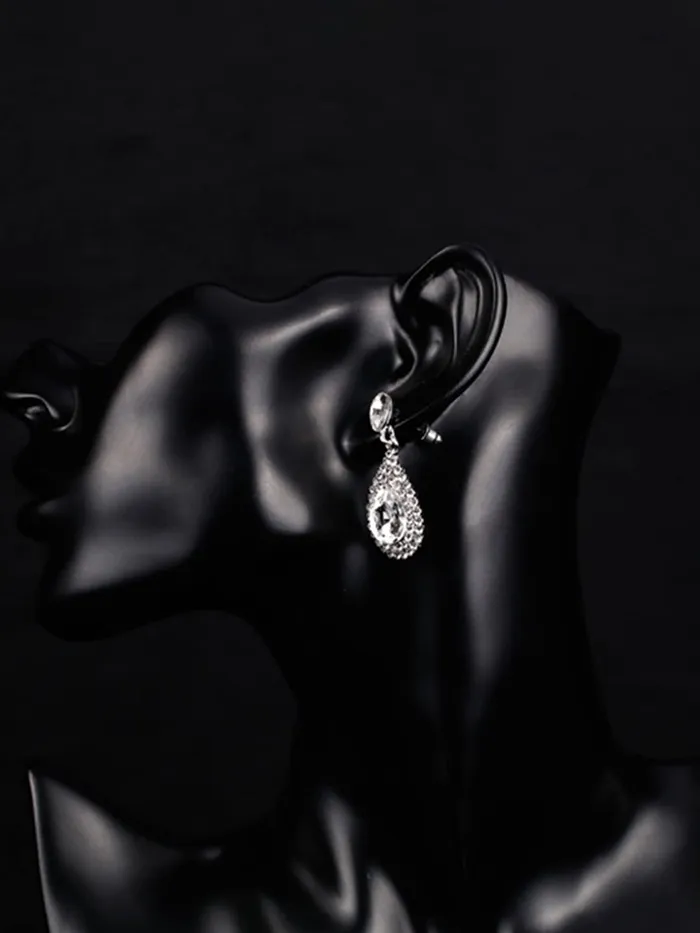 Necklaces Yellow Chimes Crystal Earrings for Women SilverPlated White Crystal Tear Drop Earrings For Women and Girls Yellow Chimes