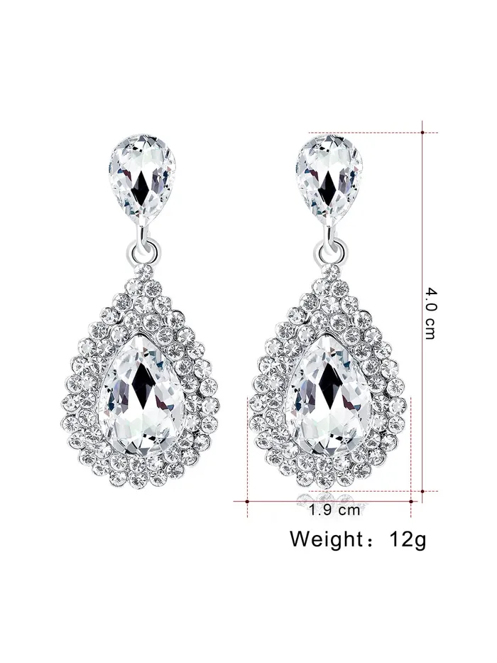 Necklaces Yellow Chimes Crystal Earrings for Women SilverPlated White Crystal Tear Drop Earrings For Women and Girls Yellow Chimes