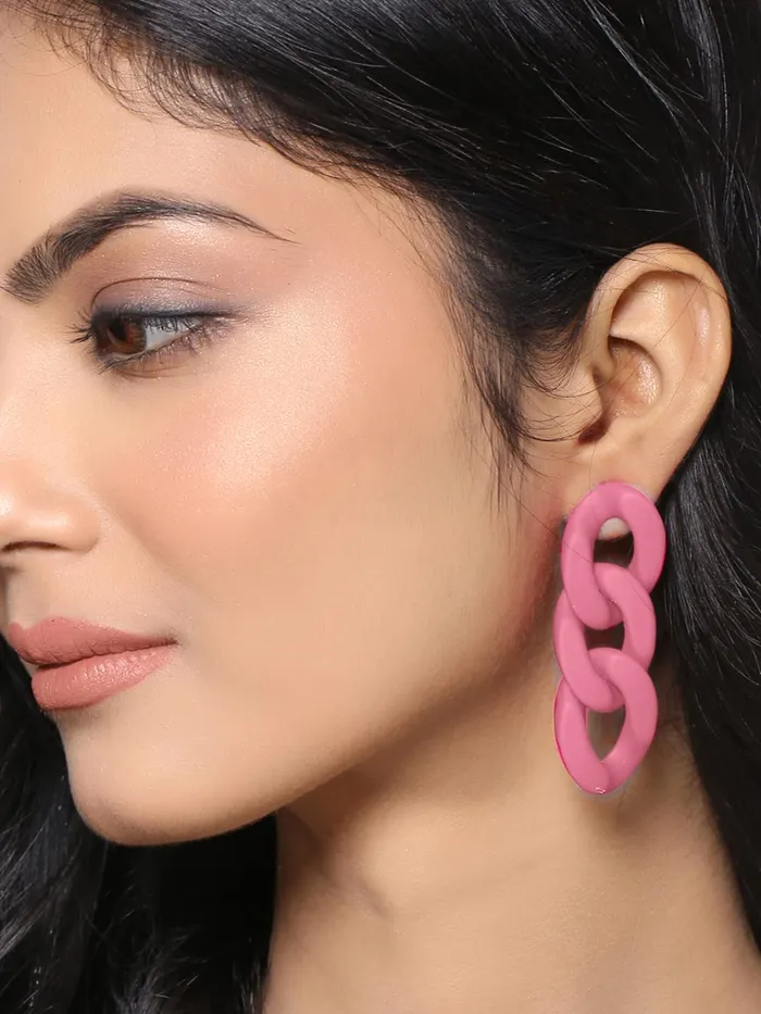 Necklaces Yellow Chimes Earrings for Women and Girls Drop Earrings for Girls Light Pink Color Chain Drop Designed Drop Earrings Birthday Gift for girls and women Anniversary Gift for Wife Yellow Chimes