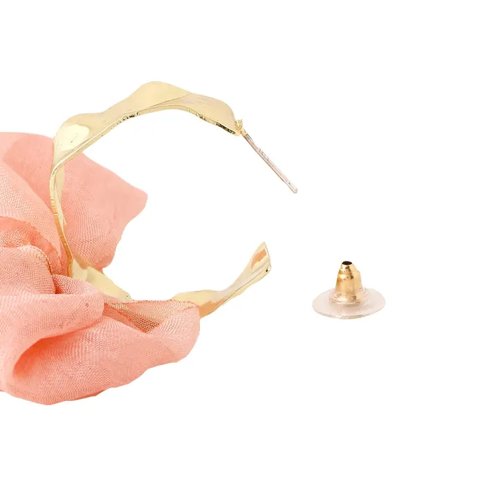 Necklaces Yellow Chimes Earrings For Women Pink Colored Cloth Woven Bow Shaped Hoop Earrings For Women and Girls Yellow Chimes