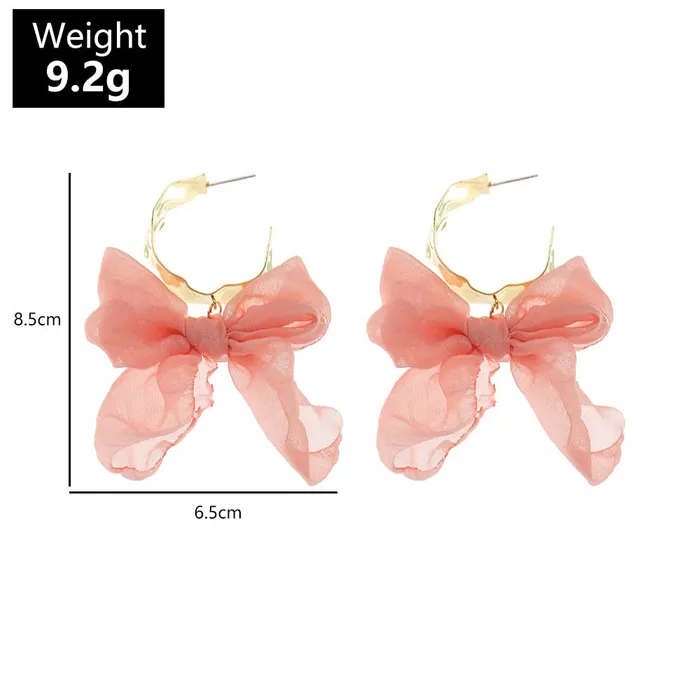 Necklaces Yellow Chimes Earrings For Women Pink Colored Cloth Woven Bow Shaped Hoop Earrings For Women and Girls Yellow Chimes