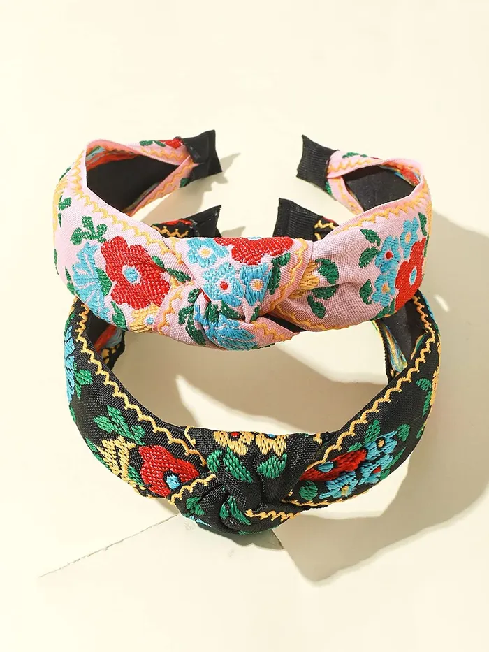 Necklaces Yellow Chimes Head Bands for Girls 2 Pcs Hair Band for Women Floral Printed Fabric Headband Hair Accessories for Women and Girls Yellow Chimes