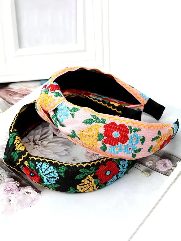 Necklaces Yellow Chimes Head Bands for Girls 2 Pcs Hair Band for Women Floral Printed Fabric Headband Hair Accessories for Women and Girls Yellow Chimes