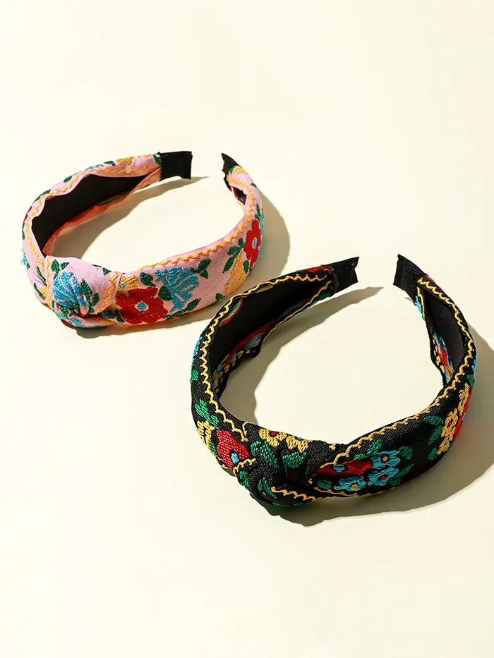 Necklaces Yellow Chimes Head Bands for Girls 2 Pcs Hair Band for Women Floral Printed Fabric Headband Hair Accessories for Women and Girls Yellow Chimes
