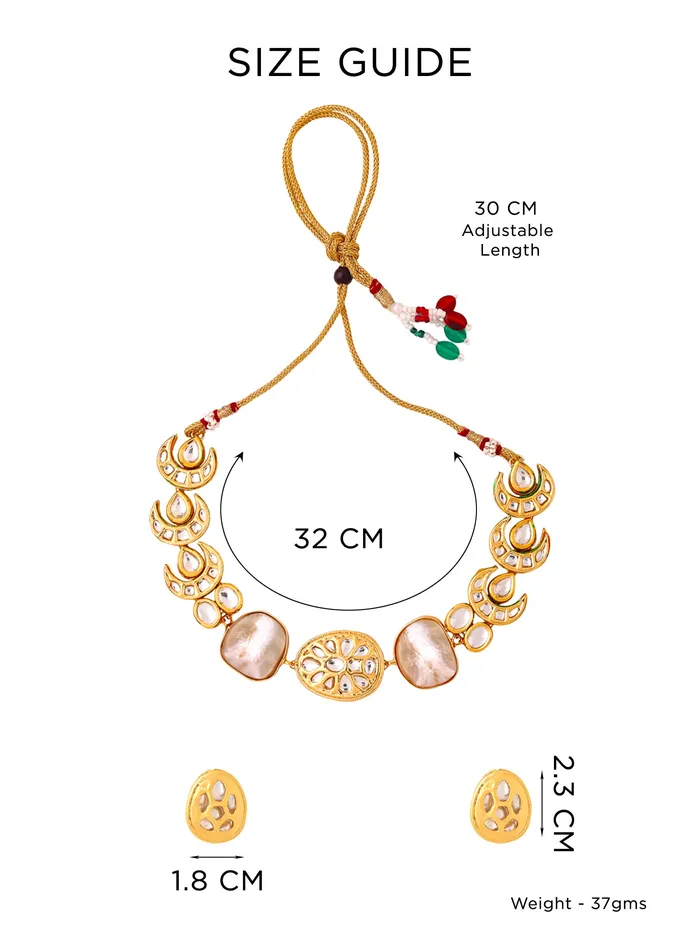 Necklaces Yellow Chimes Jewellery Set for Women Golden Kundan Stone Necklace Set for Women Eternal Classics Traditional Gold Plated Jewelery Set for Girls Birthday Anniversary Gift for Women Wife Yellow Chimes