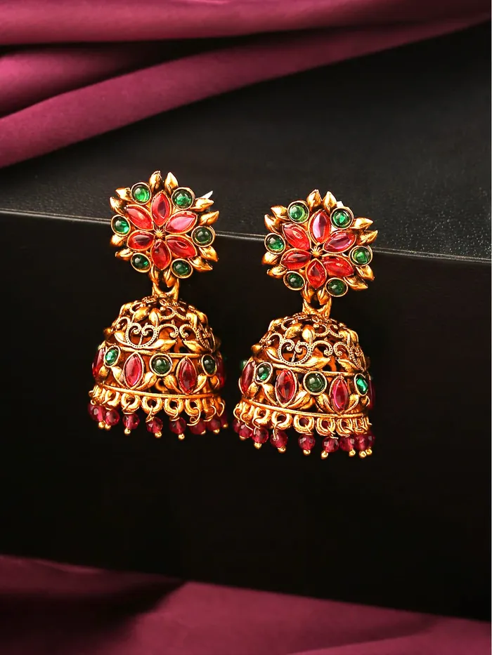 Necklaces Yellow Chimes Jhumka Earrings For Women GoldPlated Jhumki Traditional Floral JhumkaJhumki For Women Girls Yellow Chimes