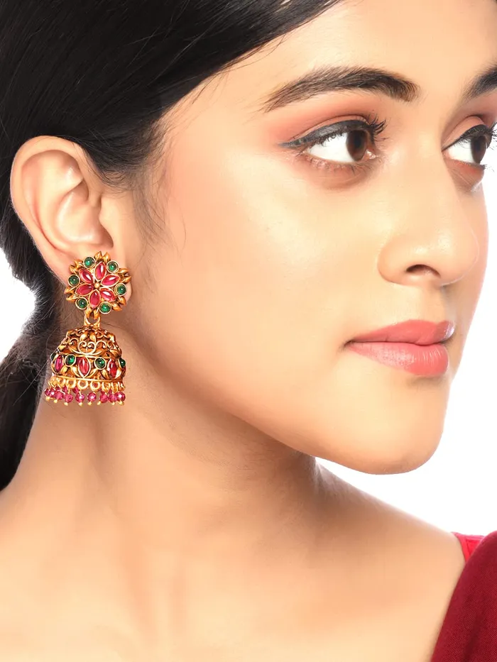 Necklaces Yellow Chimes Jhumka Earrings For Women GoldPlated Jhumki Traditional Floral JhumkaJhumki For Women Girls Yellow Chimes
