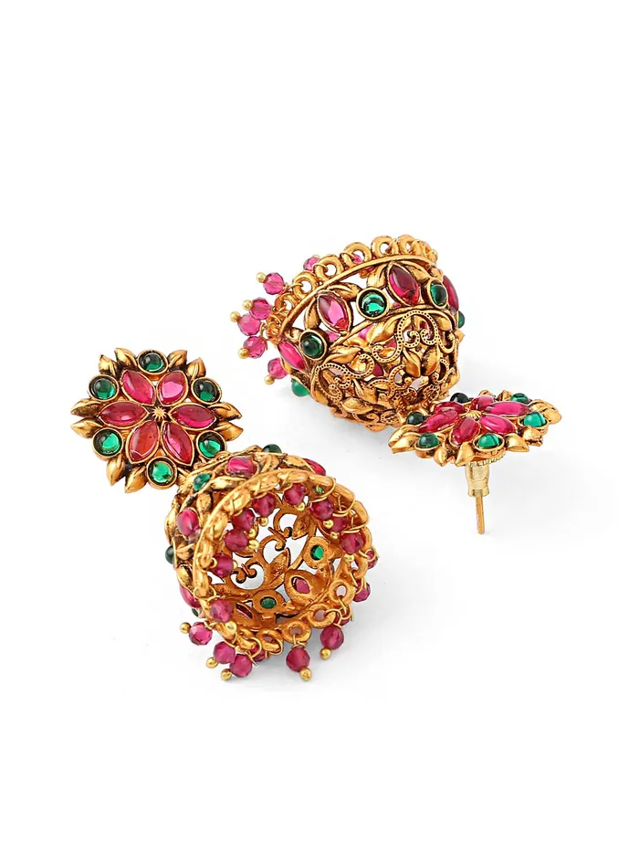 Necklaces Yellow Chimes Jhumka Earrings For Women GoldPlated Jhumki Traditional Floral JhumkaJhumki For Women Girls Yellow Chimes