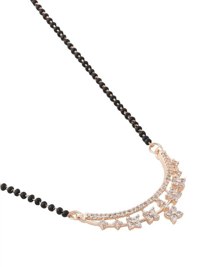 Necklaces Yellow Chimes Mangalsutra for Women ADAmerican Diamond Studded Black Beads Mangalsutra for Women and Girls ADMS 3 Yellow Chimes