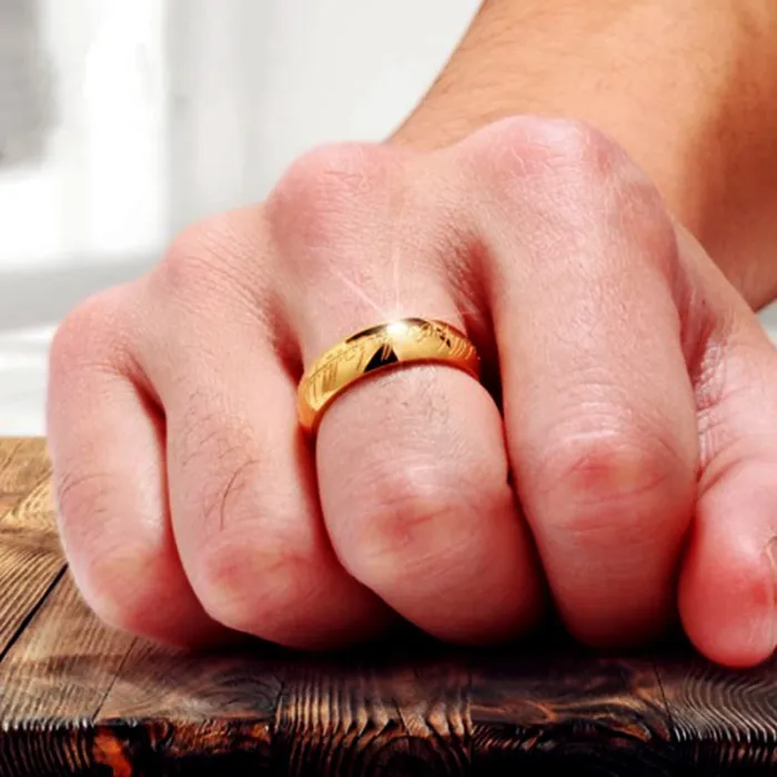 Necklaces Yellow Chimes Rings for Men Golden Colored Stainless Steel Broad Style Mark Mens Collection Rings for Men and Boys Ring Size 11 Yellow Chimes