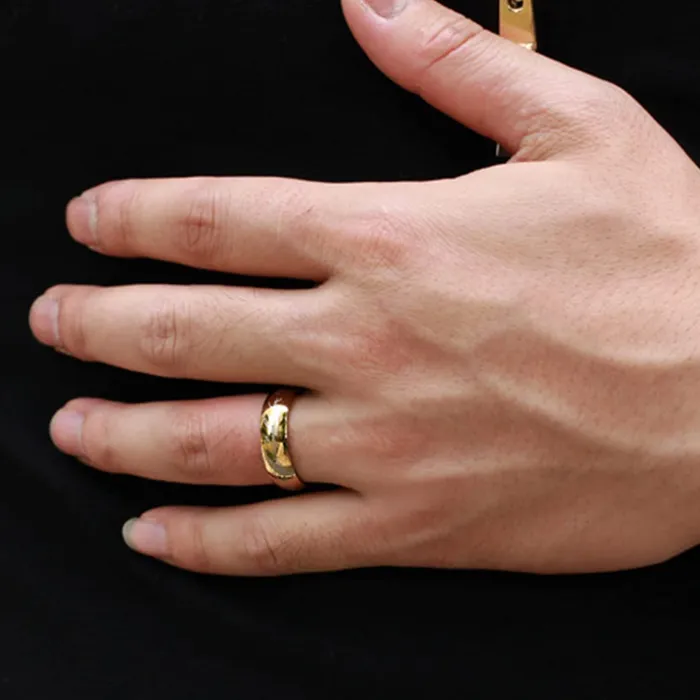 Necklaces Yellow Chimes Rings for Men Golden Colored Stainless Steel Broad Style Mark Mens Collection Rings for Men and Boys Ring Size 11 Yellow Chimes