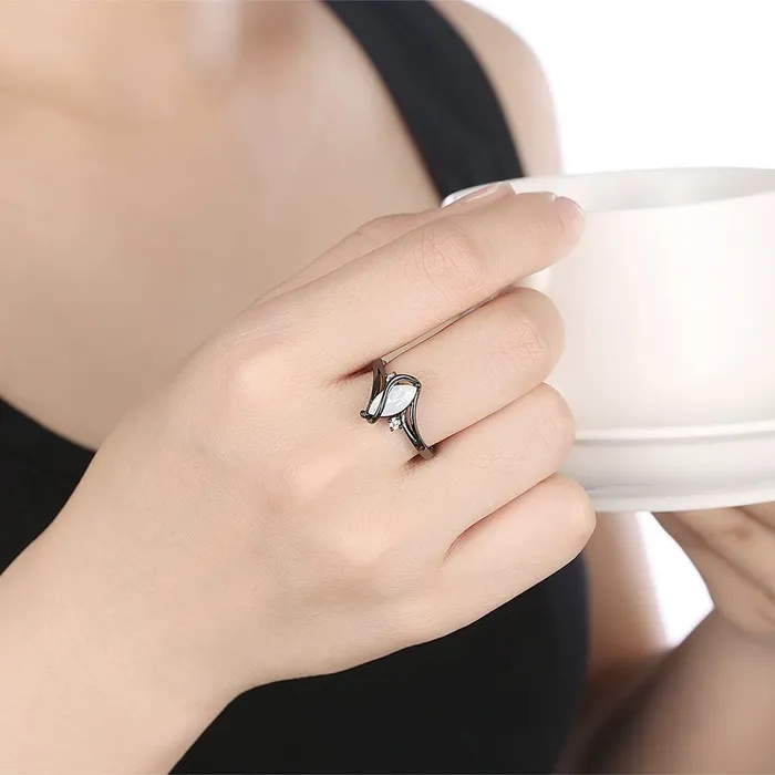 Necklaces Yellow Chimes Rings for Women Black Adjustable Ring Olivia ManMade Opal Invisible Setting Black Gun Plated Ring for Women and Girls Yellow Chimes