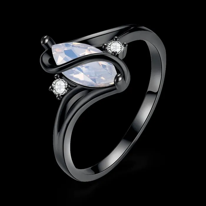Necklaces Yellow Chimes Rings for Women Black Adjustable Ring Olivia ManMade Opal Invisible Setting Black Gun Plated Ring for Women and Girls Yellow Chimes