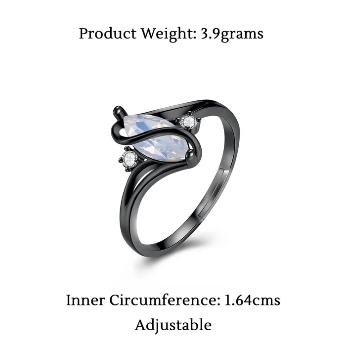 Necklaces Yellow Chimes Rings for Women Black Adjustable Ring Olivia ManMade Opal Invisible Setting Black Gun Plated Ring for Women and Girls Yellow Chimes