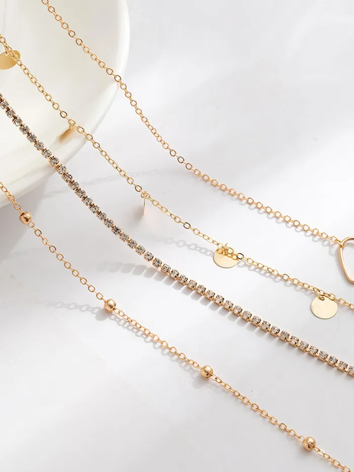 Necklaces Yellow Chimes Waist Chain for Women Gold Toned Multilayer Heart Charmed Waist Chain for Women and Girls Yellow Chimes