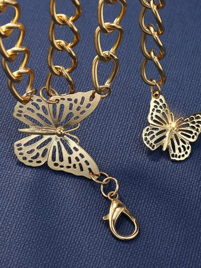 Necklaces Yellow Chimes Waist Chain for Women Gold Toned Multilayer Heart Charmed Waist Chain for Women and Girls Yellow Chimes