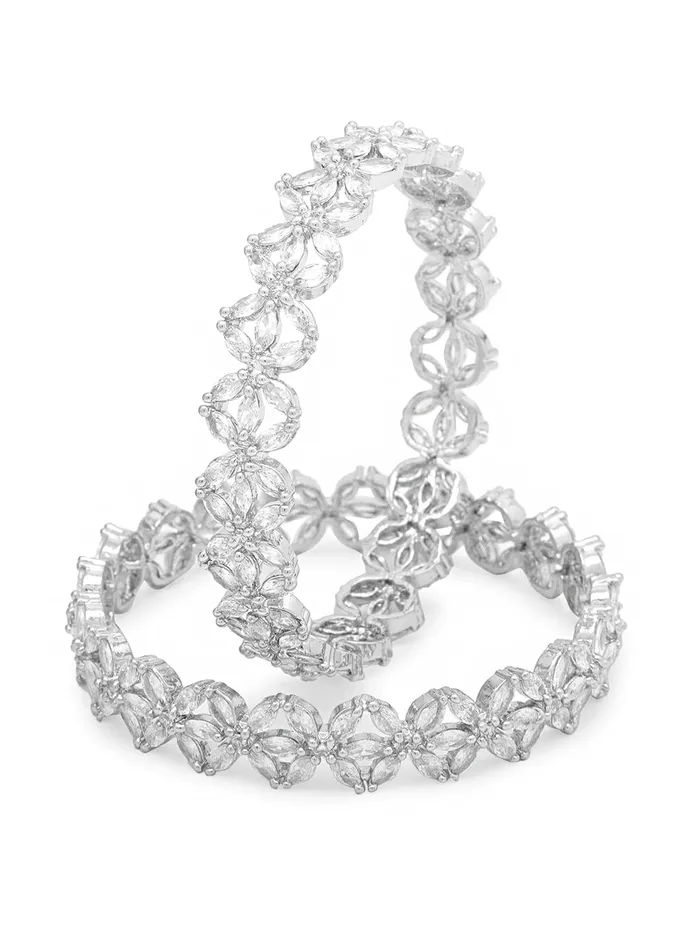 Necklaces Yellow Chimes Yellow Chimes Bangles for Women Silver Toned White ADAmerican Diamond Studded Floral Designed 2 Pcs Set Bangles for Women and Girls Necklaces Yellow Chimes Yellow Chimes Bangles for Women Silver Toned White ADAmerican Diamond Studded Floral Designed 2 Pcs Set Bangles for Women and Girls