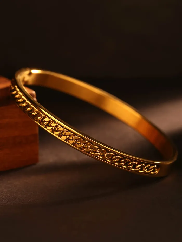 Necklaces Yellow Chimes Yellow Chimes Bracelet for Women Stainless Steel Chain Bracelet Gold Plated Bangle Style Kada Bracelet for Women and Girls