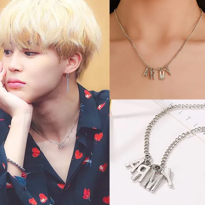 Necklaces Yellow Chimes Yellow Chimes Chain Pendant Necklace for Unisex Silver Chain Necklace Stainless Steel ARMY Pendant Necklace for Girls and Boys