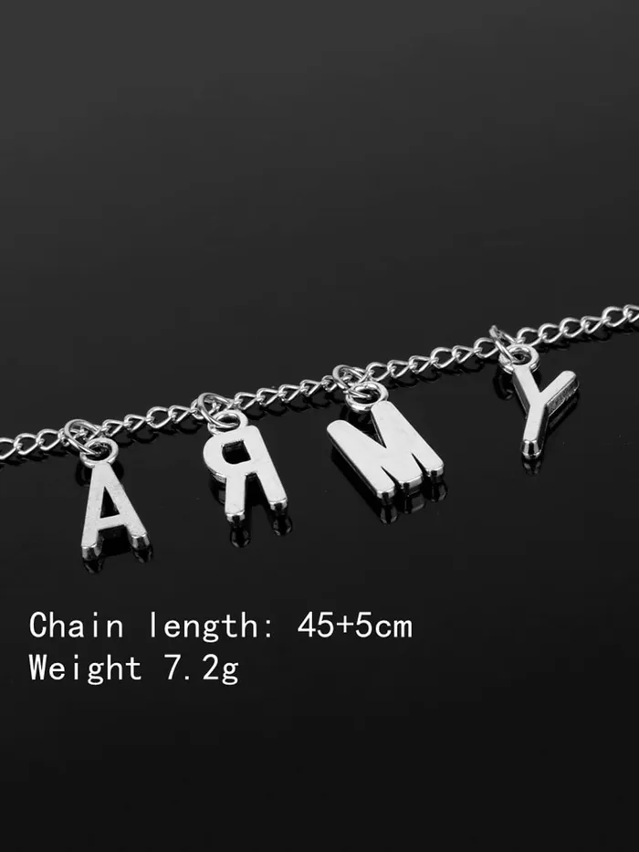 Necklaces Yellow Chimes Yellow Chimes Chain Pendant Necklace for Unisex Silver Chain Necklace Stainless Steel ARMY Pendant Necklace for Girls and Boys