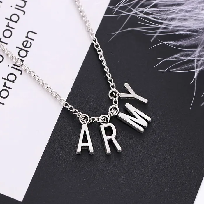Necklaces Yellow Chimes Yellow Chimes Chain Pendant Necklace for Unisex Silver Chain Necklace Stainless Steel ARMY Pendant Necklace for Girls and Boys