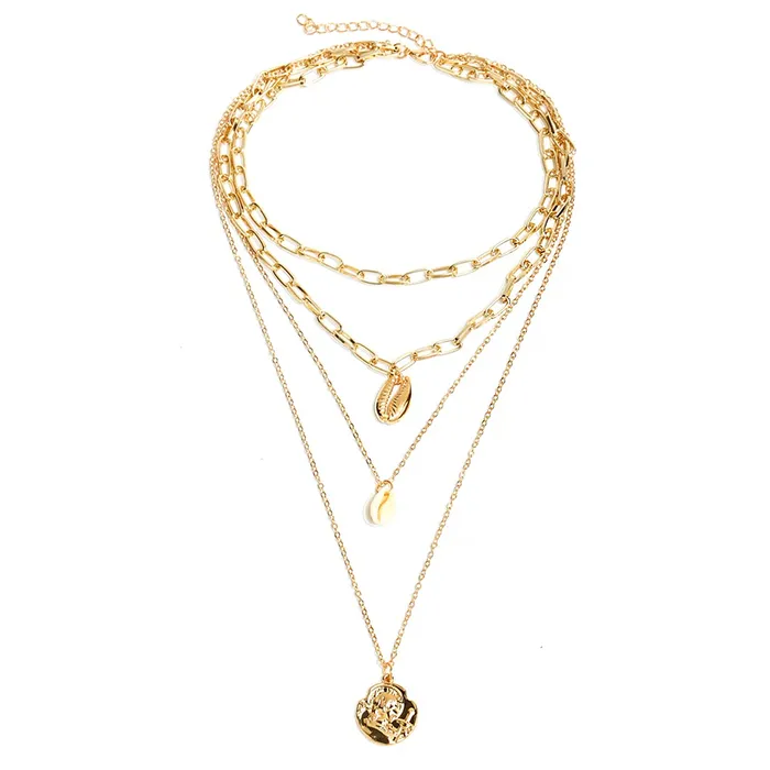 Necklaces Yellow Chimes Yellow Chimes Combo Fashion Multilayered Silver Gold Plated Chain Choker Necklace for Women and Girls Design 9