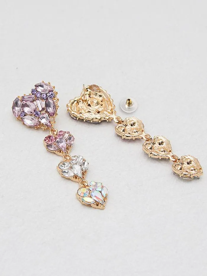 Necklaces Yellow Chimes Yellow Chimes Dangler Earrings for Women Heart Shaped Multicolor Gold Toned Earrings Long Chain Gold Plated Dangler Earrings Birthday Gift For Girls Anniversary Gift for Wife