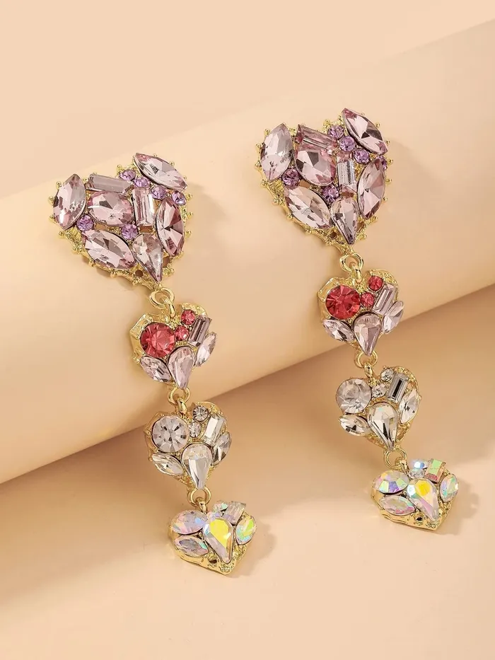 Necklaces Yellow Chimes Yellow Chimes Dangler Earrings for Women Heart Shaped Multicolor Gold Toned Earrings Long Chain Gold Plated Dangler Earrings Birthday Gift For Girls Anniversary Gift for Wife