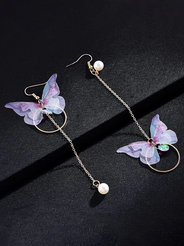 Necklaces Yellow Chimes Yellow Chimes Danglers Earrings for Women White Earrings for Girls Fashion Women Earrings Butterfly Shaped Long Chain Dangler Earrings Birthday Gift For Girls Anniversary Gift for Wife