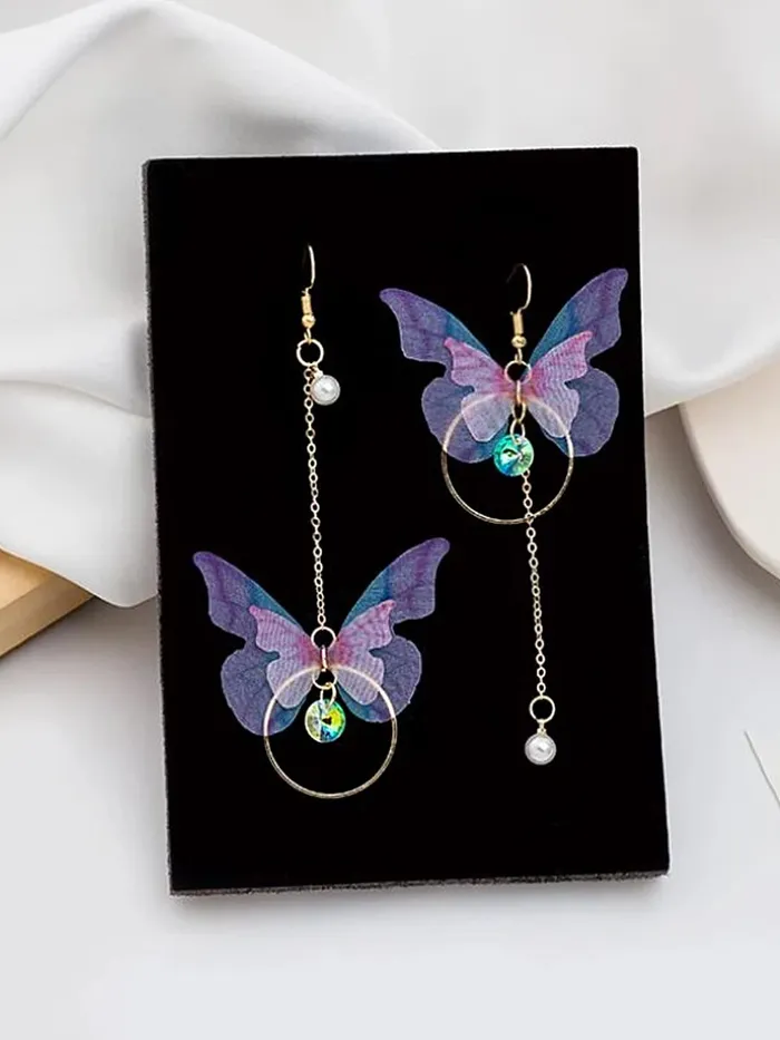 Necklaces Yellow Chimes Yellow Chimes Danglers Earrings for Women White Earrings for Girls Fashion Women Earrings Butterfly Shaped Long Chain Dangler Earrings Birthday Gift For Girls Anniversary Gift for Wife