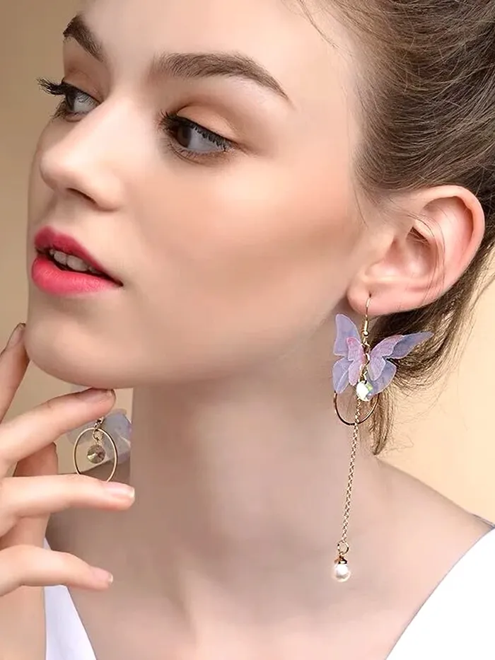 Necklaces Yellow Chimes Yellow Chimes Danglers Earrings for Women White Earrings for Girls Fashion Women Earrings Butterfly Shaped Long Chain Dangler Earrings Birthday Gift For Girls Anniversary Gift for Wife