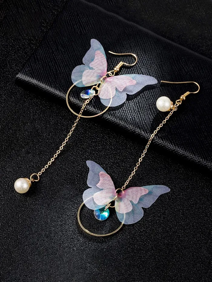 Necklaces Yellow Chimes Yellow Chimes Danglers Earrings for Women White Earrings for Girls Fashion Women Earrings Butterfly Shaped Long Chain Dangler Earrings Birthday Gift For Girls Anniversary Gift for Wife