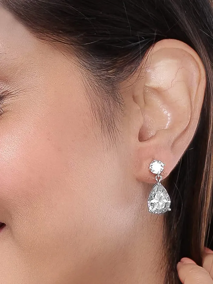Necklaces Yellow Chimes Yellow Chimes Earrings for Women and Girls Multicolor Stone Crystal Silver Tone Drops Oval Shaped Birthday Gift for Girls and Women Anniversary Gift for Wife Crystal Drop