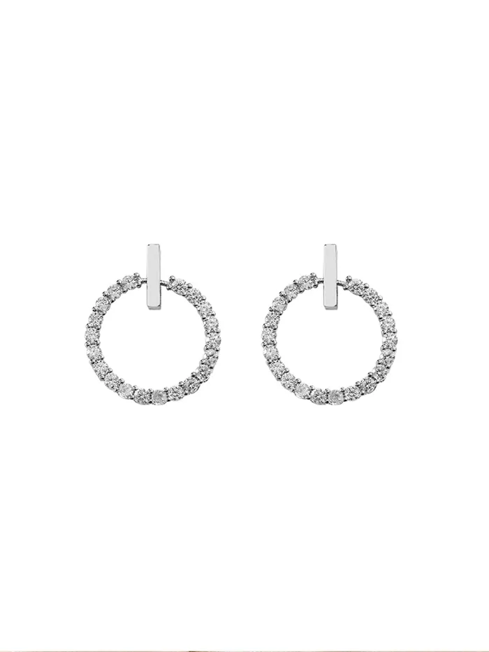 Necklaces Yellow Chimes Yellow Chimes Earrings for Women and Girls Silver Crystal Stud Earrings for Women Silver Toned Circle Studs Earrings Birthday Gift for girls and women Anniversary Gift for Wife