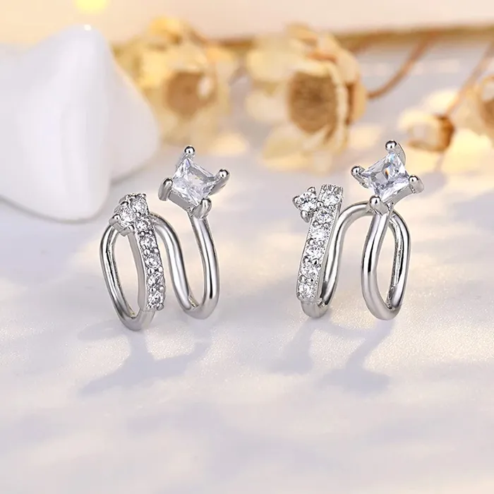 Necklaces Yellow Chimes Yellow Chimes Earrings for Women and Girls Silver Ear cuffs Silver Tone Crystal Ear Cuffs Earrings for Women Western Earcuffs Birthday Gift for girls and women Anniversary Gift for Wife