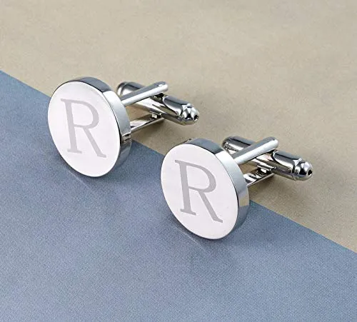 Necklaces Yellow Chimes Yellow Chimes Exclusive Collection Alphabet Letters Stainless Steel Statement Cufflinks for Men Silver R Cufflinks