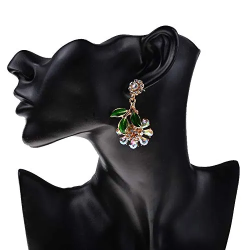 Necklaces Yellow Chimes Yellow Chimes Flower Design Crystal Gold Plated Earrings for Women and Girls
