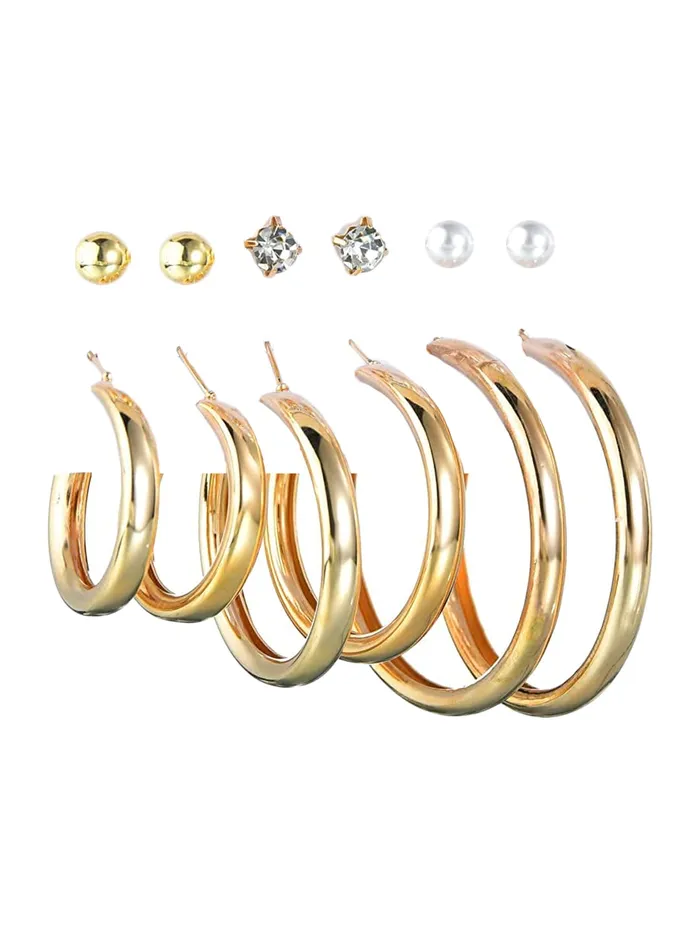 Necklaces Yellow Chimes Yellow Chimes Hoop Earrings for Women Combo of 6 Pairs Stud Earrings Crystal Pearl Gold Plated Stud Hoop Earrings Set for Women and Girls Necklaces Yellow Chimes Yellow Chimes Hoop Earrings for Women Combo of 6 Pairs Stud Earrings Crystal Pearl Gold Plated Stud Hoop Earrings Set for Women and Girls