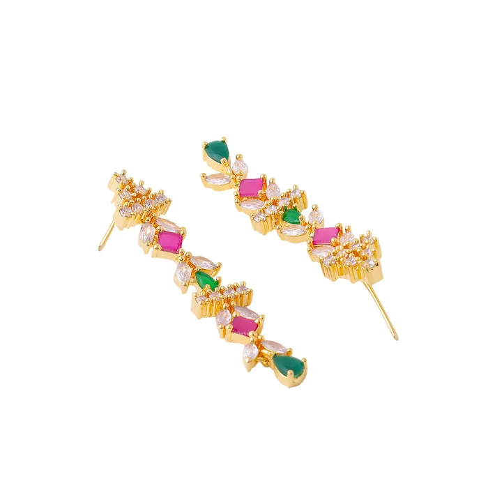 Necklaces Yellow Chimes Yellow Chimes Jewellery Set for Women and Girls American Diamond Jewellery Set Gold Plated Multicolor AD Necklace Set for Women Birthday Gift for girls and women Anniversary Gift for Wife