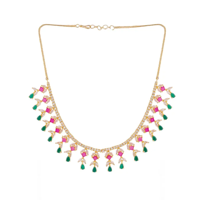 Necklaces Yellow Chimes Yellow Chimes Jewellery Set for Women and Girls American Diamond Jewellery Set Gold Plated Multicolor AD Necklace Set for Women Birthday Gift for girls and women Anniversary Gift for Wife